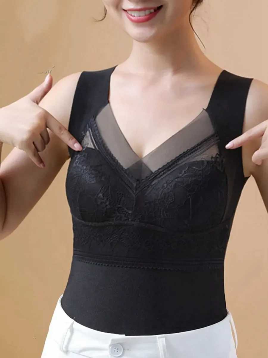 Women Winter Velvet Padded Vest Thermal Underwear Camisole Warm Sling Vest Tops 2in1 Builtin Bra Undershirt IntimateT251020