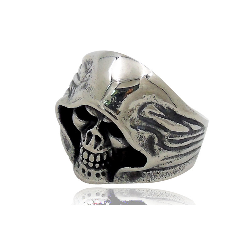 Cool Mexican Style Antique Silver Skull Ring Punk Jewelry for Mens Gift