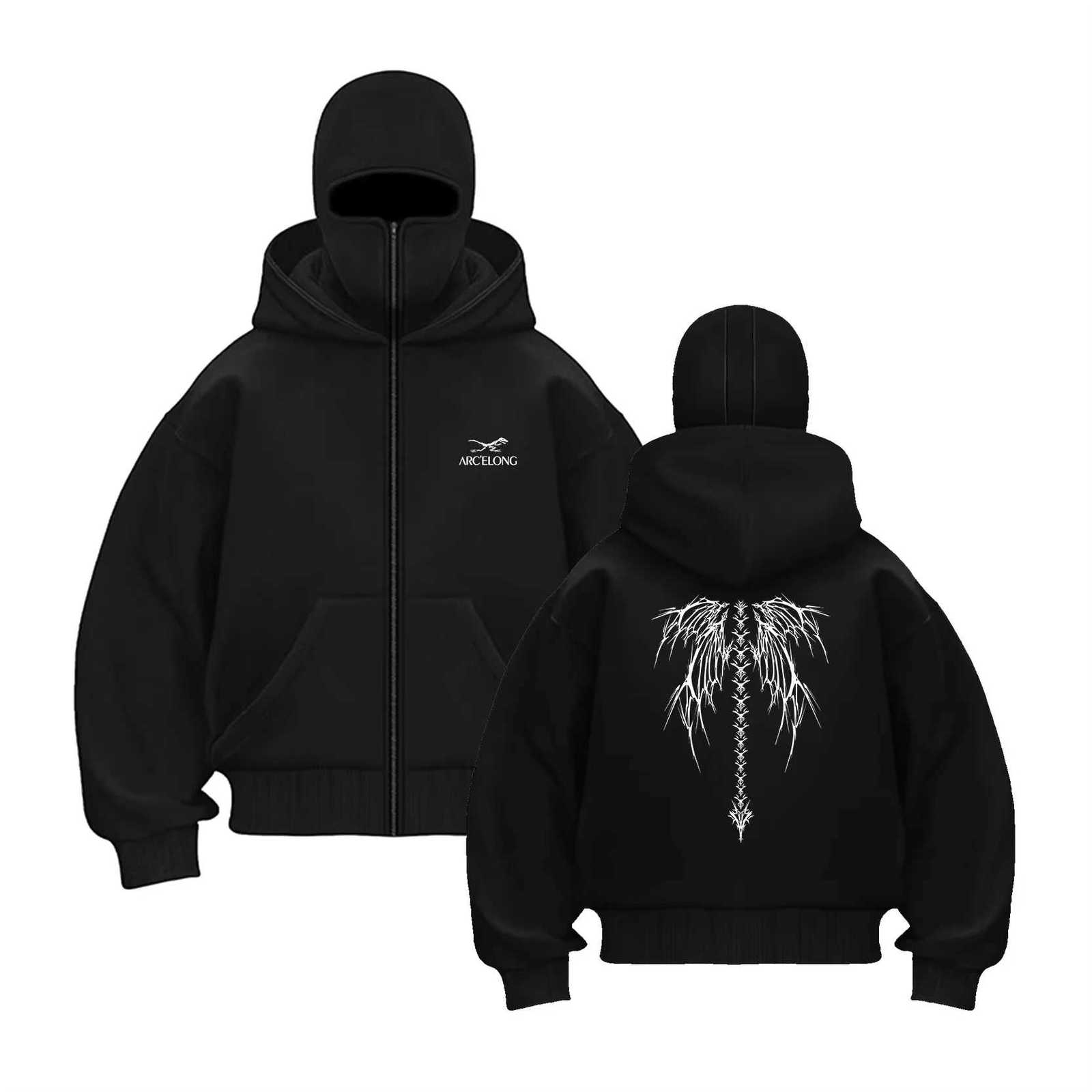 Autumn and Winter New Double Hat Hooded Wweatshirt Mens and Womens Zipper Style Masked Sweatshirt Sports Casual Loose Jacket W251020