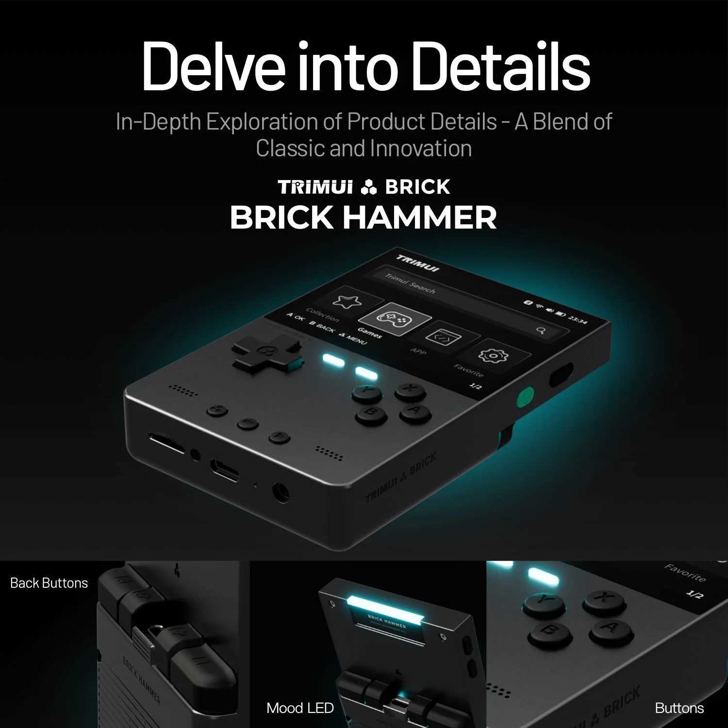 TRIMUI BRICK Video Game Console CNC Aluminum Alloy 32IPS Screen A133P Linux OS TRIMUIUI LED Lighting Free Keycaps Player Gift J251120