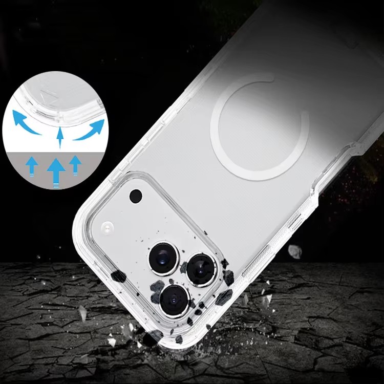 Magnetic Clear Phone Case Rugged Anti-drop 3 in 1 Heavy Duty Defender Case for iPhone 17 PRO 16 PLUS 15 14 Magsafe Protective Cover - view 6