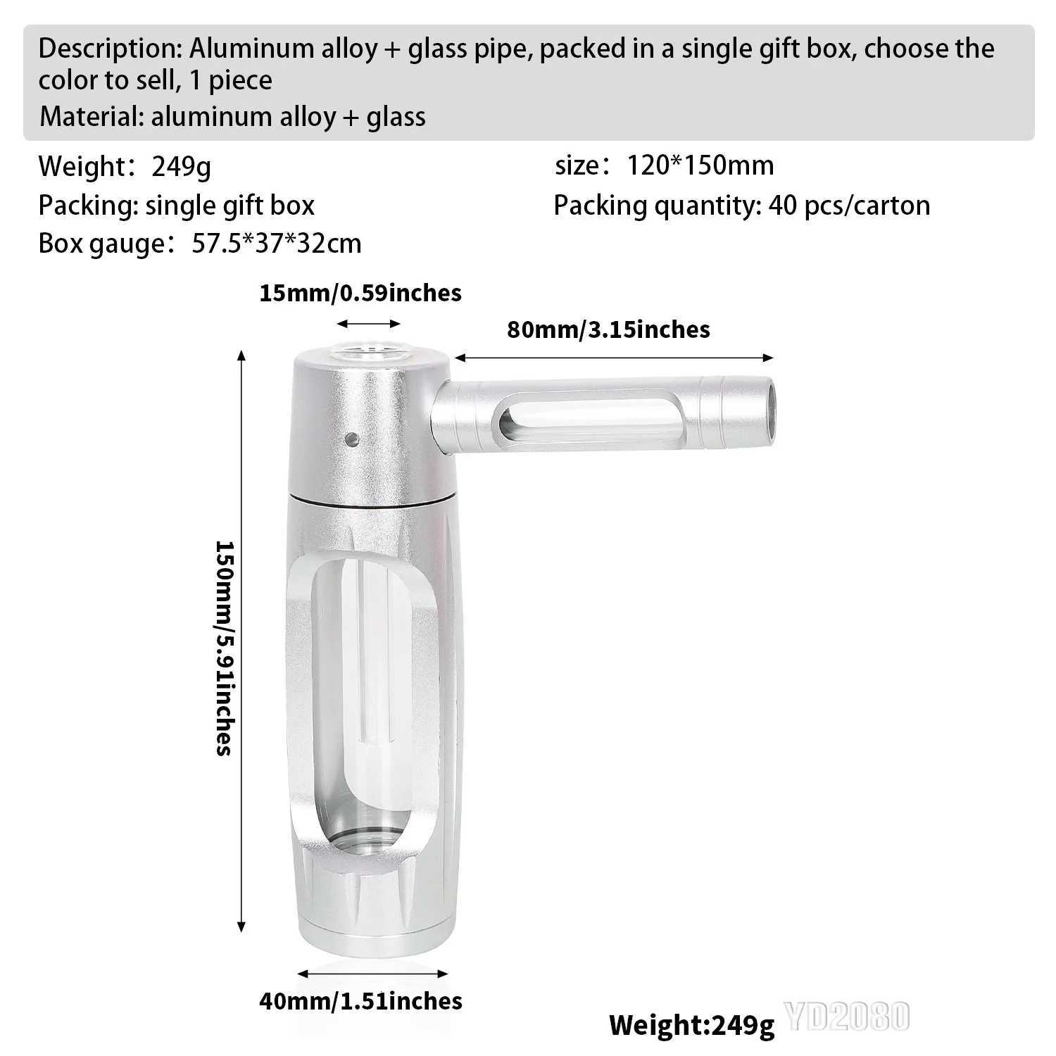 Portable 591 Water Tobacco Smoking Pipe Aluminum AlloyGlass Hookah Shisha Filter Pipes Hose Cigarette Holder for Man Gift Y251020