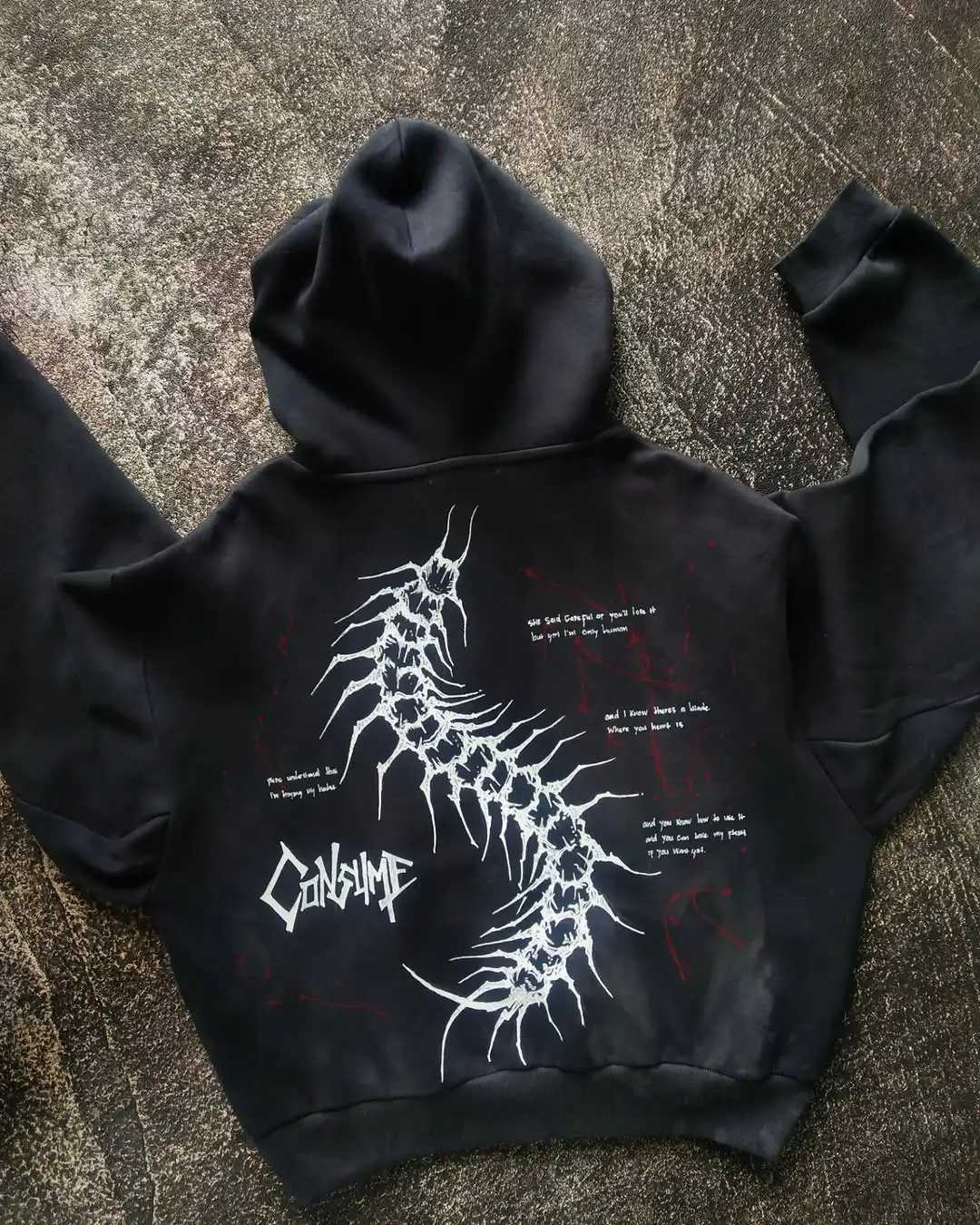 Retro Block Trend Text Slogan Pattern Print Hoodie High Bright Subculture Creative Autumn Sweatshirt Men Loose Sports Trend Top W251020