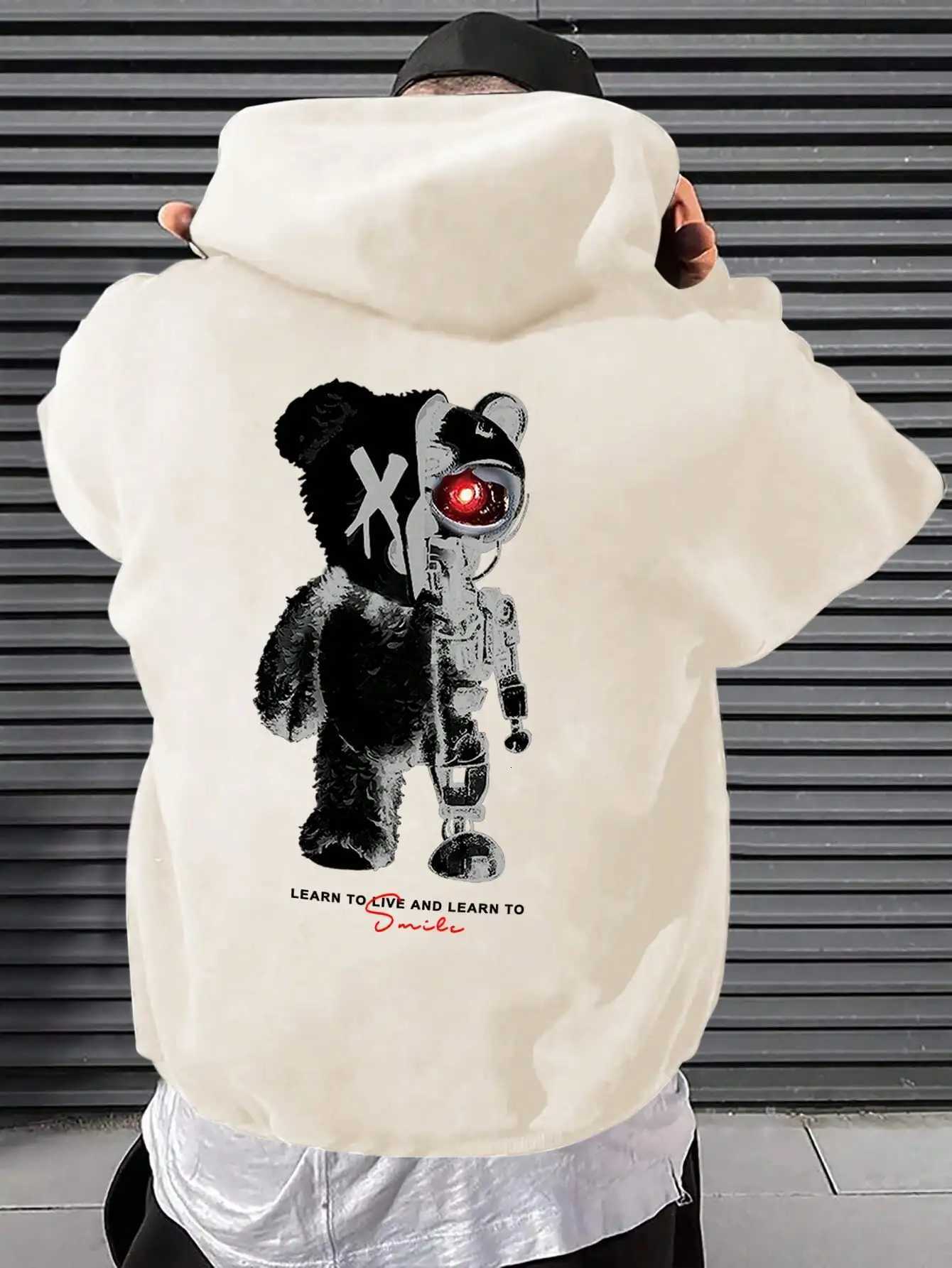 Cartoon Machine Bear Print Pullovers Men Cartoons Creative Hoodie Oversize Fashion Clothing AllMatch Autumn Winter Male Hoody W251020