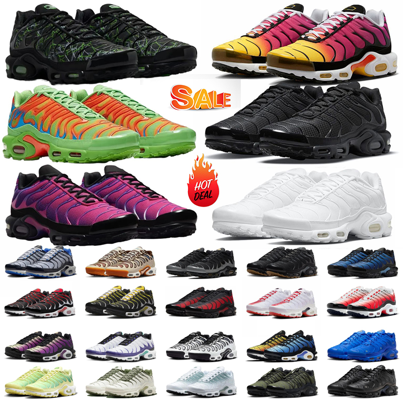 Designer Shoes Tns Running Shoes for Men Women plus Olive Triple Black Reflective Pink Clean White Red Green Outdoor chaussures schoenen Trainers Sneakers 36-46
