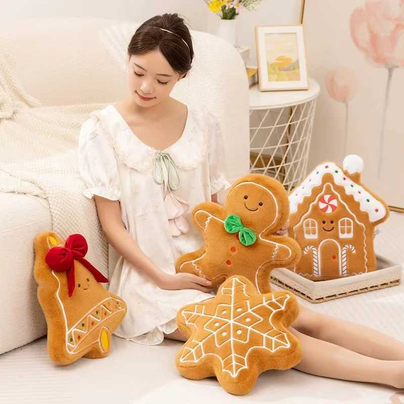 Christmas Doll Cushions Cartoon Snowflake Christmas Tree House Gingerbread Man Plush Toy Figurines Christmas Decorative Gift J251020