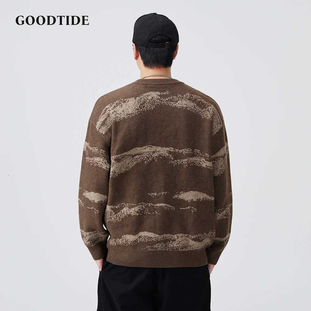 Fashion Mens Casual Landscape Pattern Sweater Autumn Winter Crew Neck Knitted Pullover Comfortable Soft Long Sleeve Jumper Top W251020