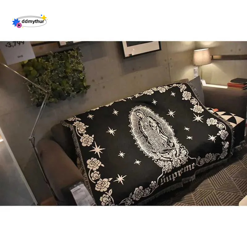 Tapestry Street Art Blanket - Virgin Mary Design, Lightweight Throw for Camping, Sofa Decor, and Xmas Blankets ddmythur