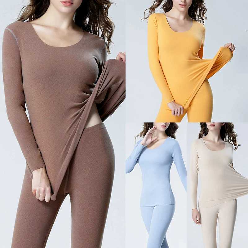 Womens home clothes seamless pajamas thermal underwear plus size plus velvet 5XL long sleeve long pant suit clothes 2piece setT251020