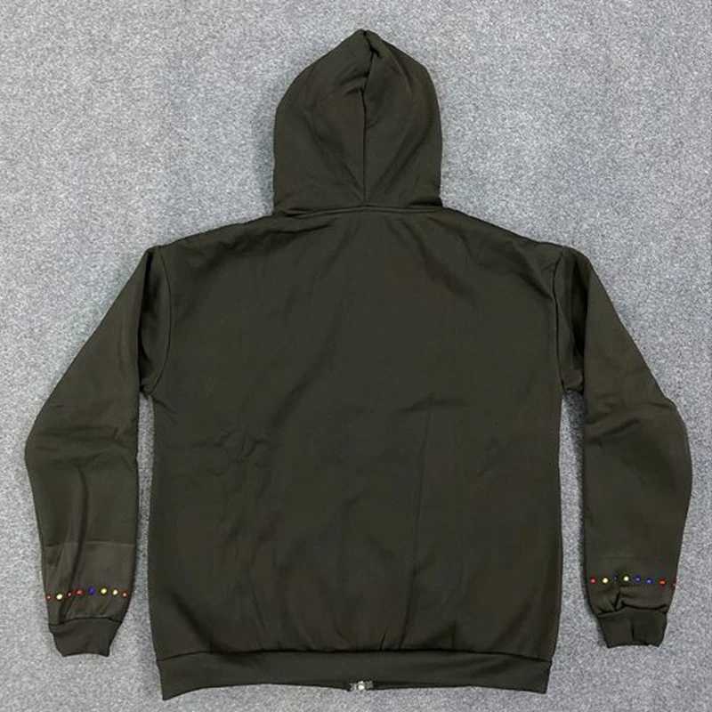 Y2K European American Fashion Flag Printed Aesthetics Long Sleeve Zipper Color Rhinestones Top Loose Casual Design Women Hoodie W251020