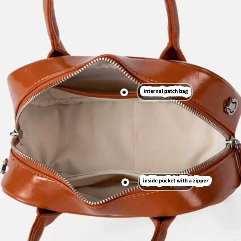 LX9F Handheld Bowling Bag PU Leather Crossbody Purse for Women Square Shoulder Bag with Adjustable Strap for Work and TravelT251020