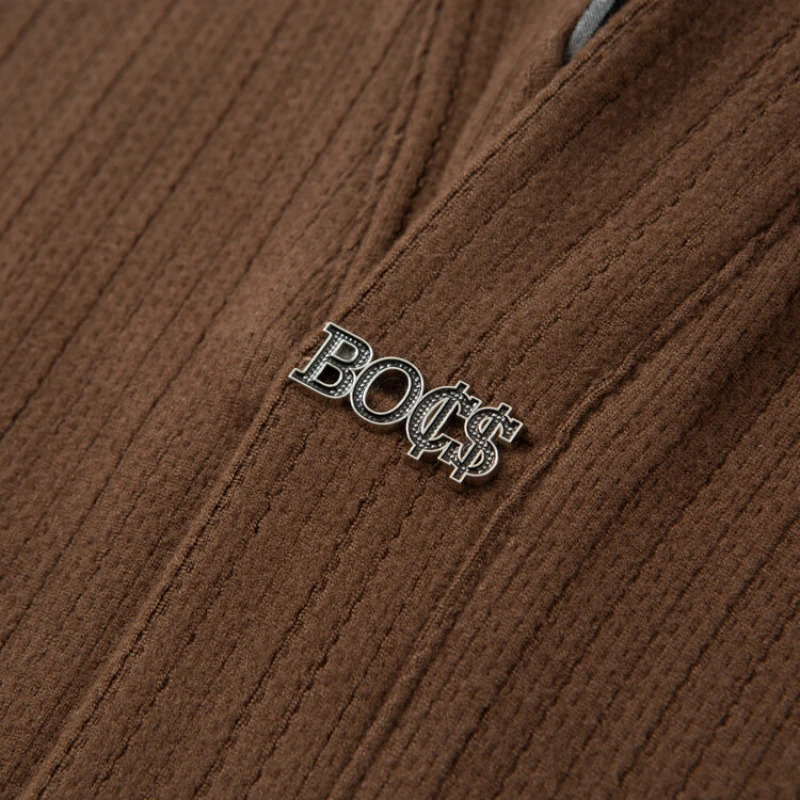 Mens FallWinter Long Sleeve TopKnit Sweater with Woven Shirt Collar and Knit Body Blouse Tshirt 251015