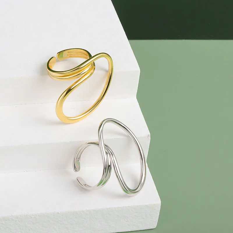 LIVVY Silver Color Geometric Multilayer Zircon Open Ring Female Fashion Retro Unique Design High Quality Jewelry Gift J251020