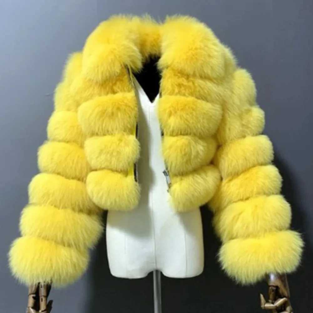 Yellow Fur Jacket Womens Faux Fur Faux Fur Coat Autumn Winter High Quty Faux Fur Coat Cropped Fluffy Coat 3XL Shaggy Coat T251020