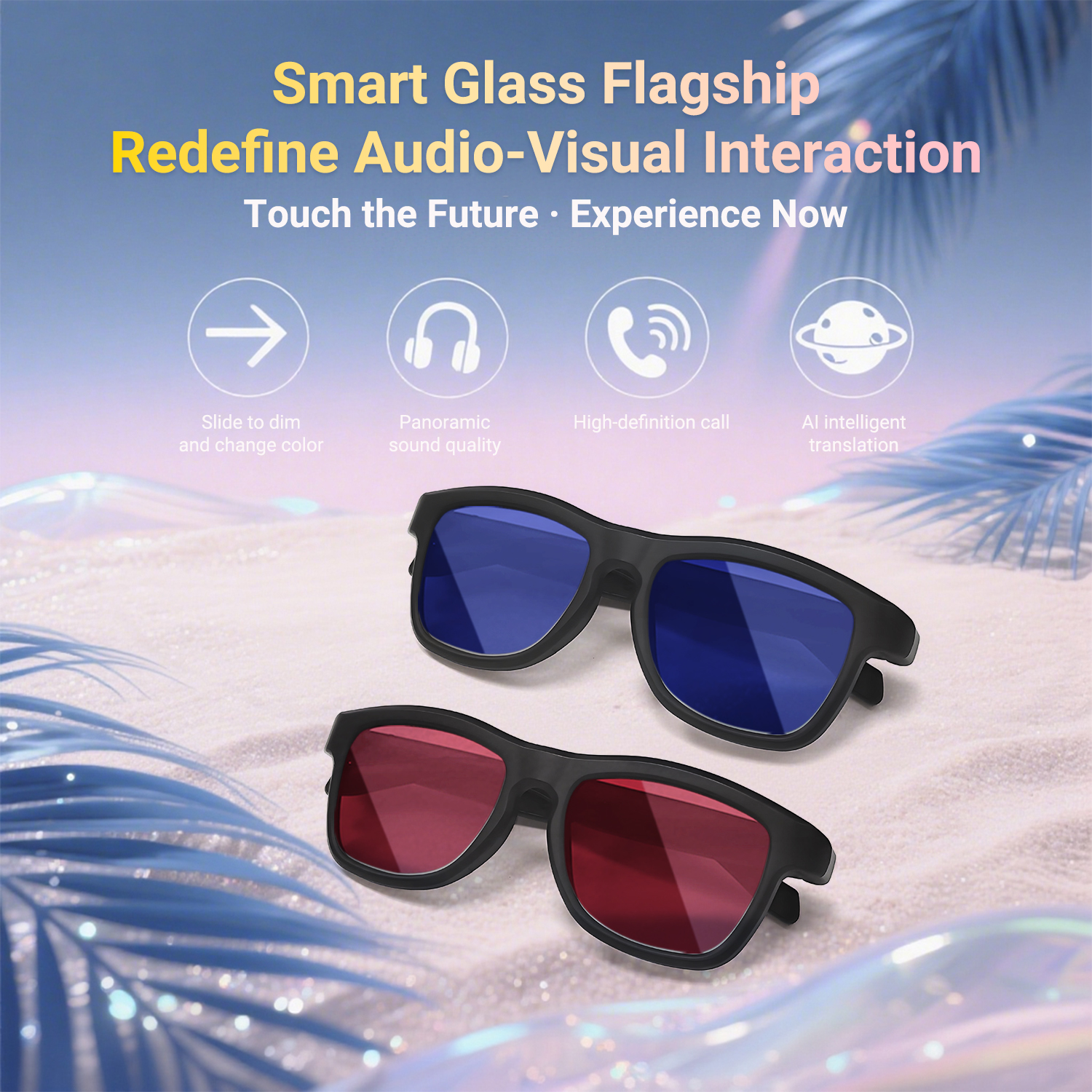 GV-90 Photochromic Smart Dimming Glasses Bluetooth Smart Glasses Supports Music Playback, Calls, and AI Translation