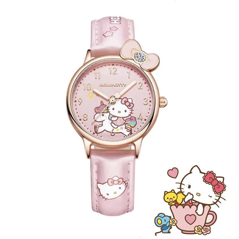 Sanrio Sanrio Water Resistant Watches Kawaii Cartoon Anime Hello Kitty Kuromi Cinnamoroll High Quality White Leather Watch Girl Gifts L251020