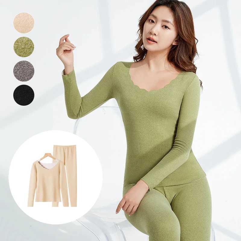 Womens Seamless Thermal Underwear Set Keep Warm in Winter Long Sleeve Top and Bottom SuitT251020