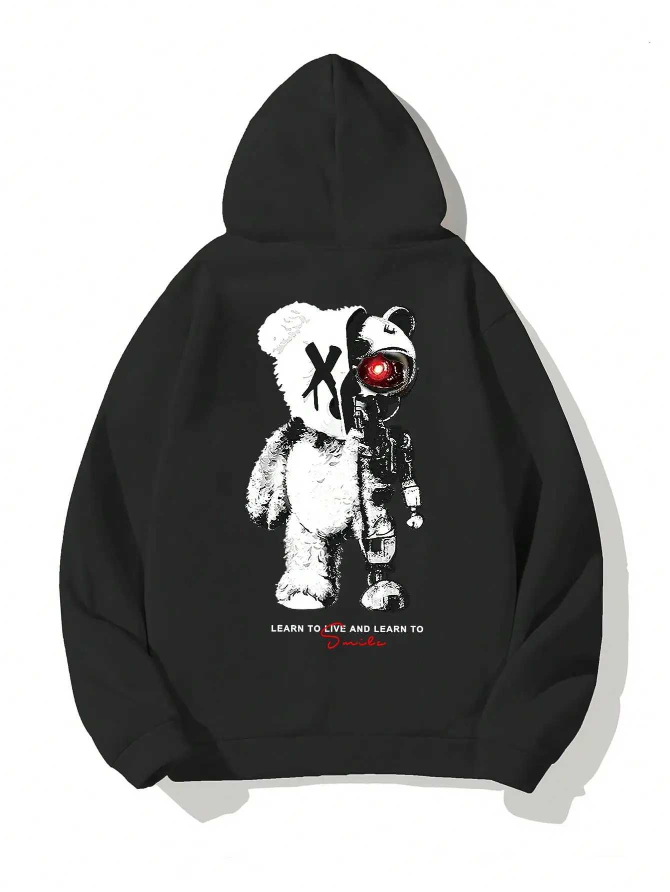 Cartoon Machine Bear Print Pullovers Men Cartoons Creative Hoodie Oversize Fashion Clothing AllMatch Autumn Winter Male Hoody W251020