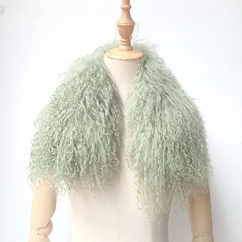 Women Winter Short Real Mongolia Lamb Fur Scarf Fashion Warm Thick Genuine Tibet Fur Neck Warmer Female Blue Scarves 251011