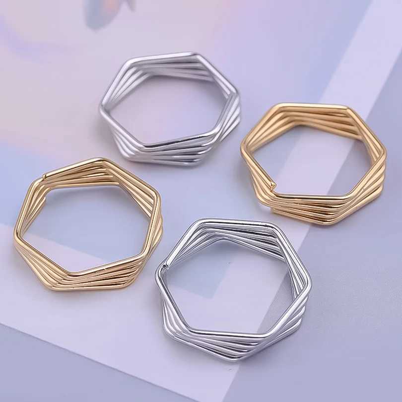 12pcs Stainless Steel Rings Minimalist Hexagonal Four Lines Ring Design Sense Popular Open Ring For Women Jewelry Party Gifts J251020