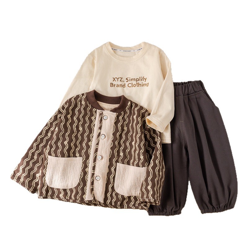 2025 New Hot selling Boys' Autumn Clothing, Children's Clothing, Spring and Autumn Three piece Set, Handsome 1-4 Year Old Baby Autumn