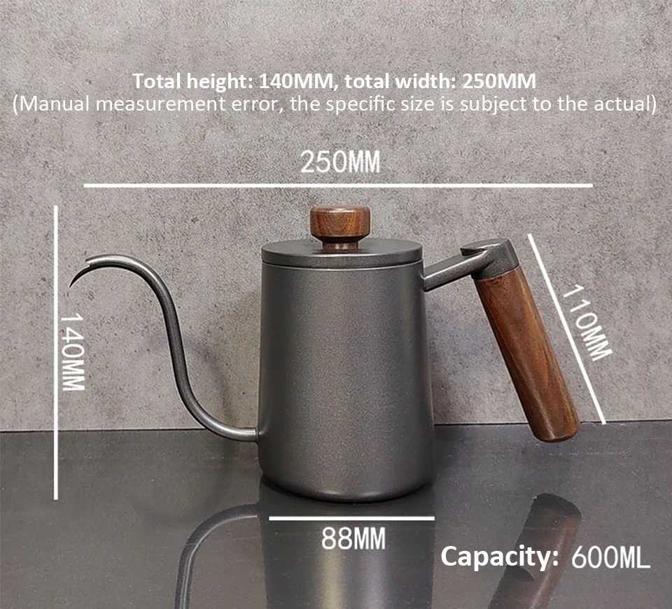 304 Stainless Steel Kitchen Coffee Pot Barista Long Neck Spout Milk Frothing Kettle Coffee Accessories 550 600ml Y251020