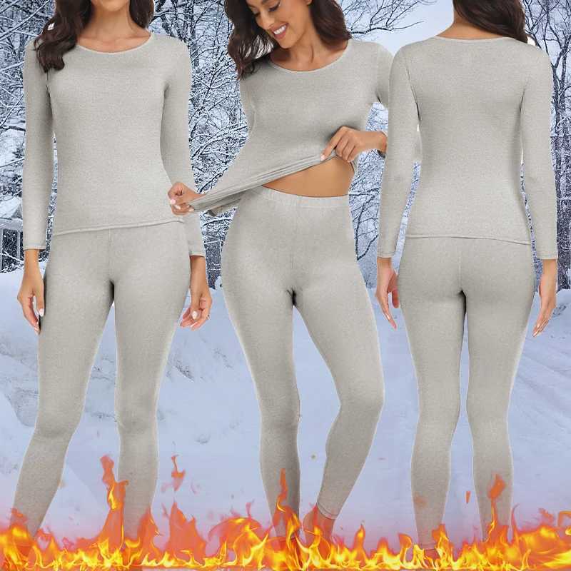 Thermal Underwear for Women Long Johns Set Cold Weather Autumn Winter Pajamas Top Bottom 2 Pieces Sets Shirts PantsT251020