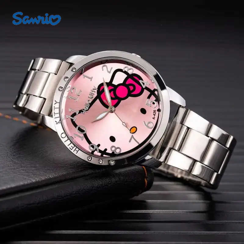Sanrio 2025 new hotselling casual simple steel belt womens watch HelloKitty fashion cartoon quartz watch girls holiday watch gift L251020
