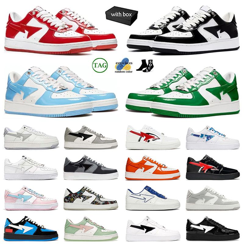 Designer Casual Shoes Men Women Running Shoe Jogging Blue Patent Leather Trainers Black Shark White Sky Blue Grey Triple Pink Green Sneakers