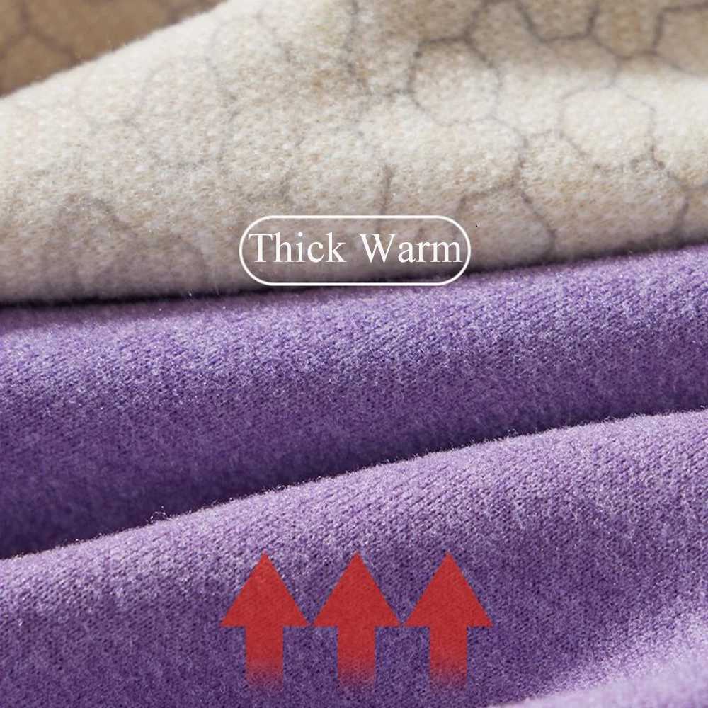 Winter Womens Thermal Underwear Bottoming Tops Wool Silk Patch Thickened Double Layer Warm Lingerie 2 Pieces Set Thermal PantsT251020