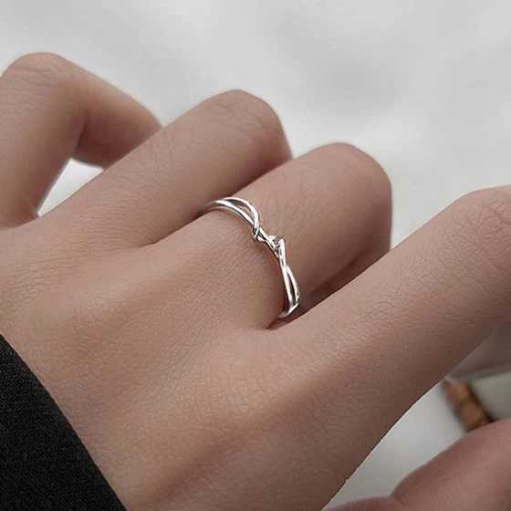 PONYKISS 925 Sterling Silver Minimalist Distorted Round Rings for Women Trendy Adjustable Fine Jewelry Geometric Accessories J251020