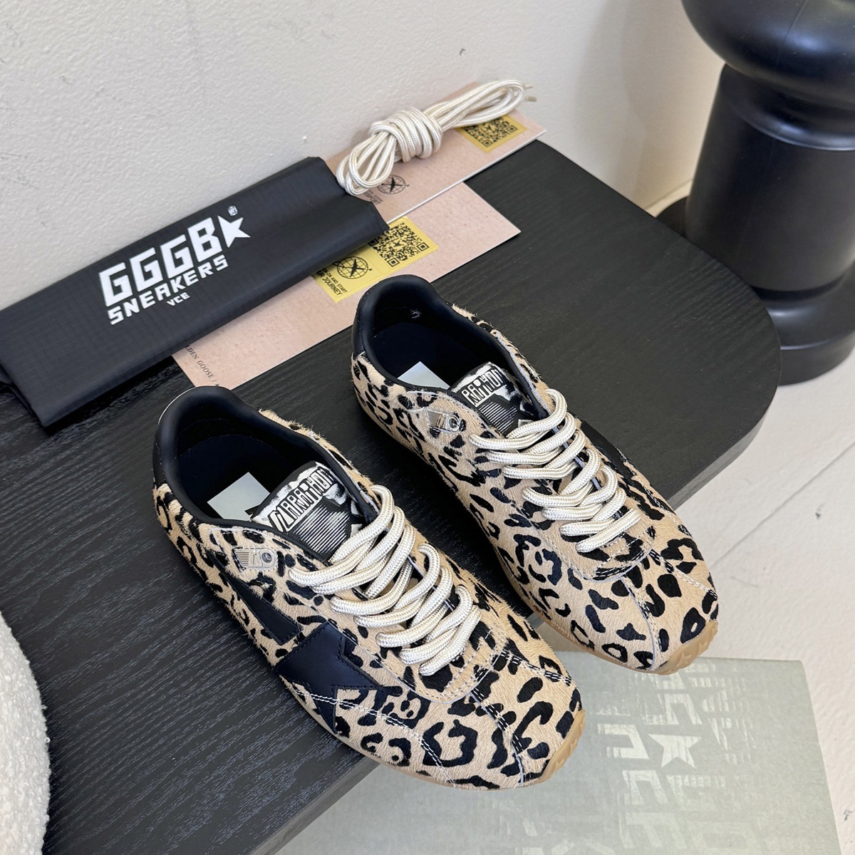 Leopard print leather German training shoes thin sole casual sports Forrest Gump shoes flat dirty shoes old star little dirty shoe girl