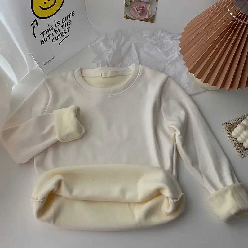 Womens Plush and Thickened Warm Top Jihan Simple Versatile Round Neck Underwear Solid Color Long Sleeve Underlay FashionT251020