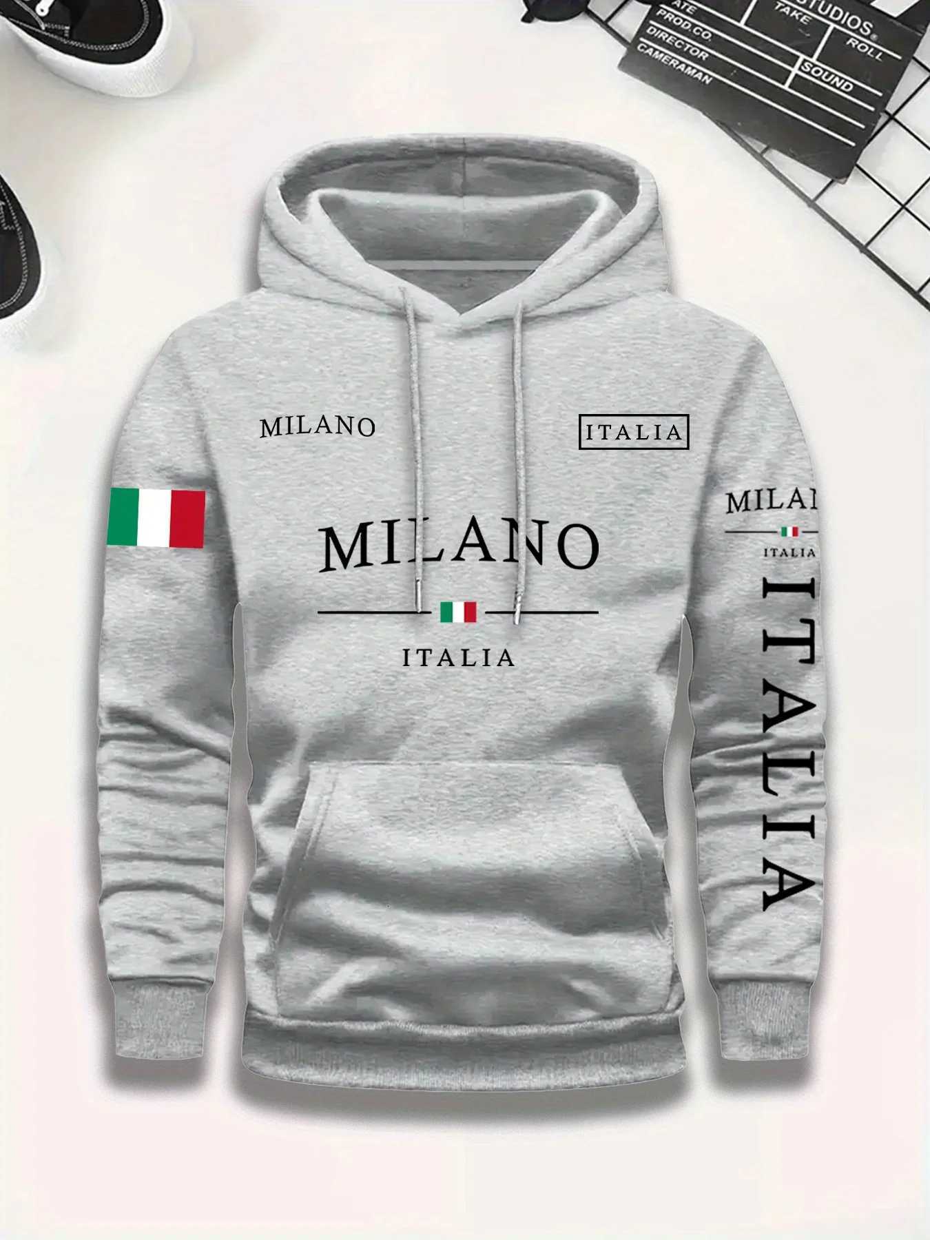 The mens hooded sweatshirt for autumn and winter 2025 features a casual fashionable soft and comfortable 3D printed pattern W251020