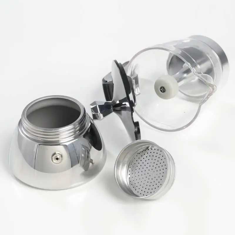 46 SeeThrough Stainless Moka Pot Unique Clear Resin Body 430 Base HeOffCamping Use Works on Induction Gas Y251020