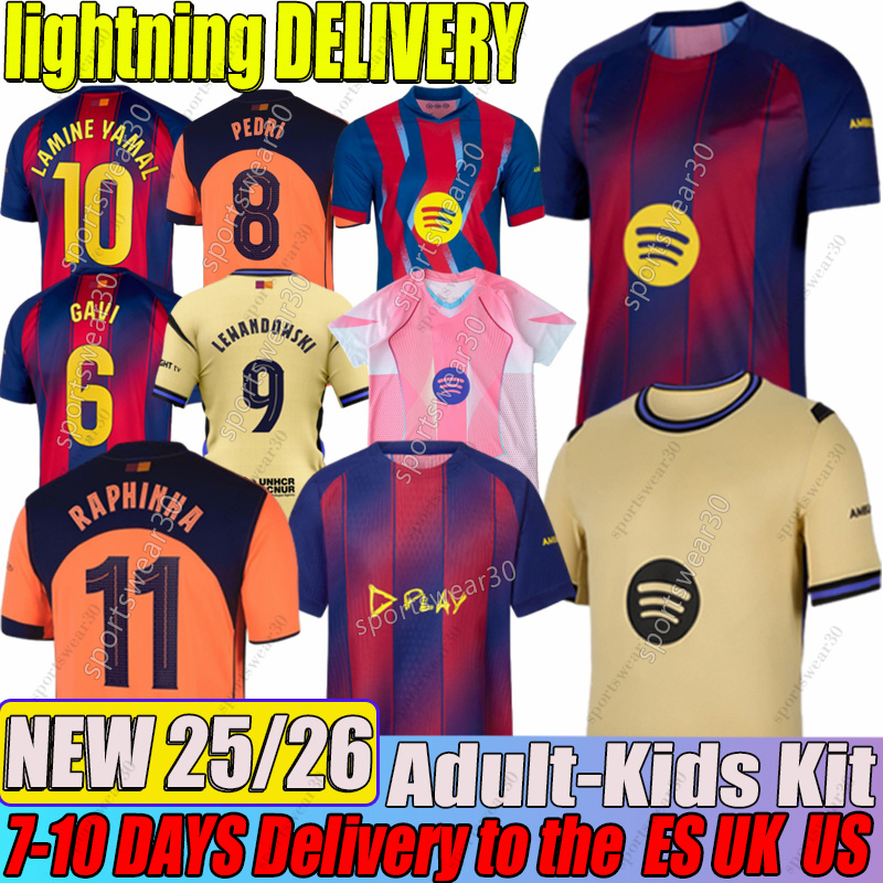 25 26 Barcelona #10 LAMINE YAMAL RAPHINHA RASHFORD PEDRI GAVI LEWANDOWSKI Soccer Jerseys R.Araujo F. DE JONG GAVI 2025 football shirt mens kit kids