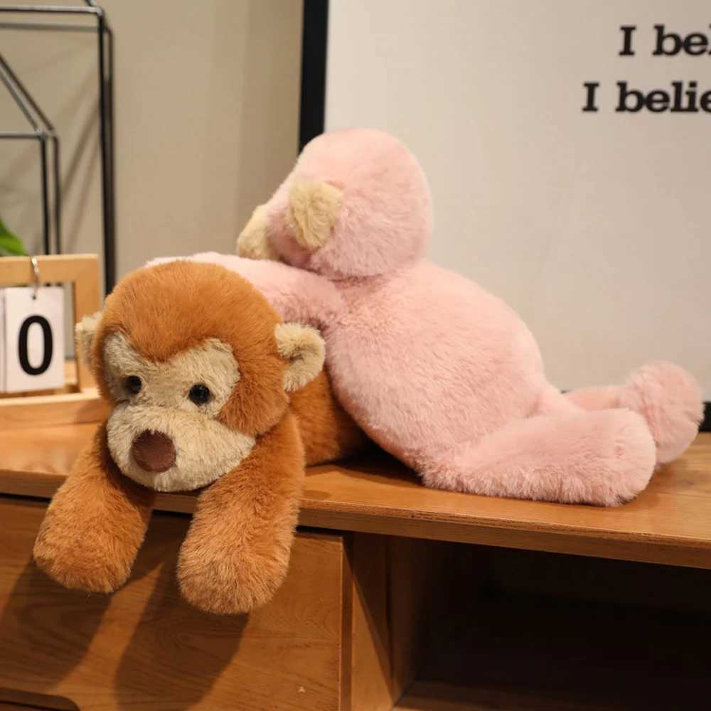 Kawaii Fluffy Brown Monkey Plush Toys Naughty Stuffed Forest Animal Grey Monkey Soft Dolls With Small Black Eyes Birthday Gifts J251020