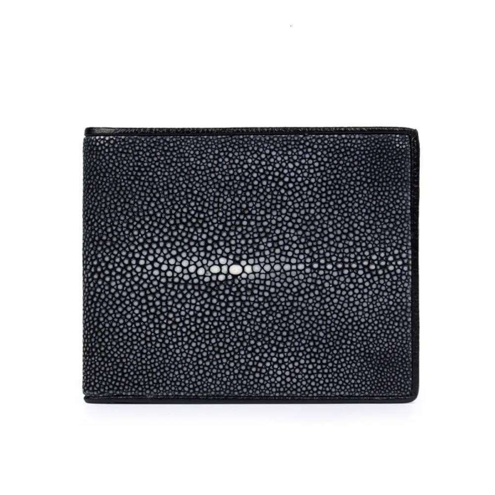 Authentic Real True Stingray Leather Men's Short Thin Purse Exotic Genuine Skate Skin Small Clutch Wallet Male Card Holders