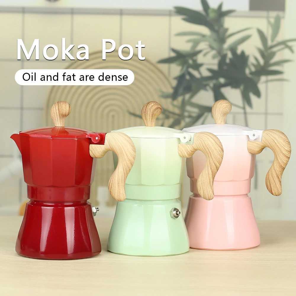 3cup gradient color mocha pot concend extraction coffee pot essential for he outdoor camping and off use Y251020