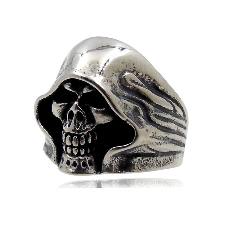 Cool Mexican Style Antique Silver Skull Ring Punk Jewelry for Mens Gift