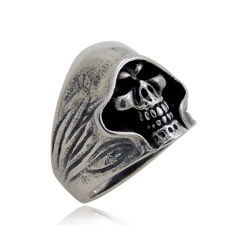 Cool Mexican Style Antique Silver Skull Ring Punk Jewelry for Mens Gift