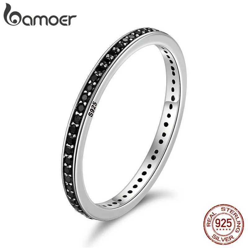BAMOER Authentic 925 Sterling Silver Dazzling CZ Stackable Rings for Women Wedding Jewelry Mother Gift SCR114 J251020