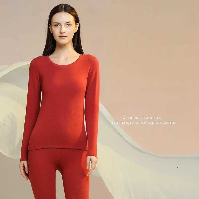 Womens Thermal Set 2 Pack Silk Wool Underwear Set Thermal Bamboo Fiber Heated Clothing Ladies Winter Long Johns Pajamas WomanT251020