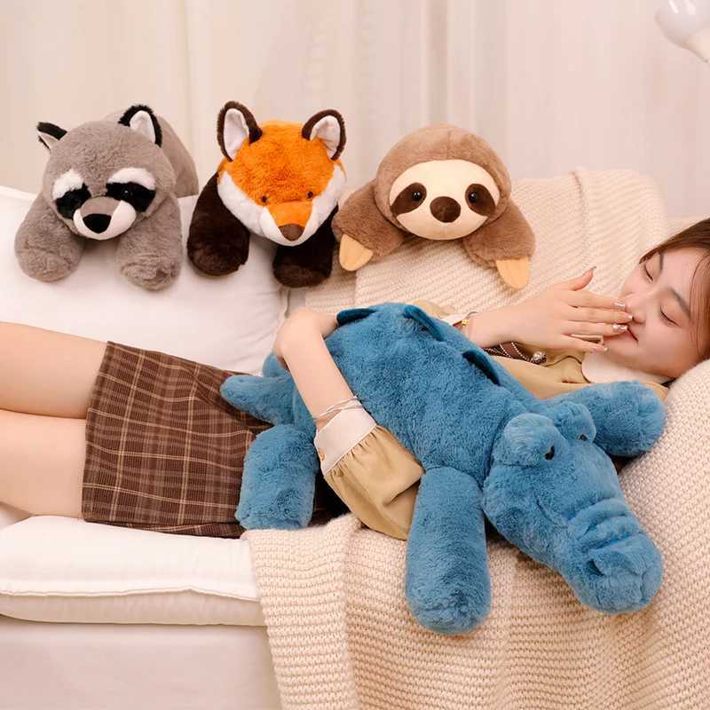 4570cm Super Soft Lazy Fluffy Plush Stuffed Animals Plushie Raccoon Fox Crocodile Sloth Hug Throw Pillow Birthday Gift Boy Girl J251020