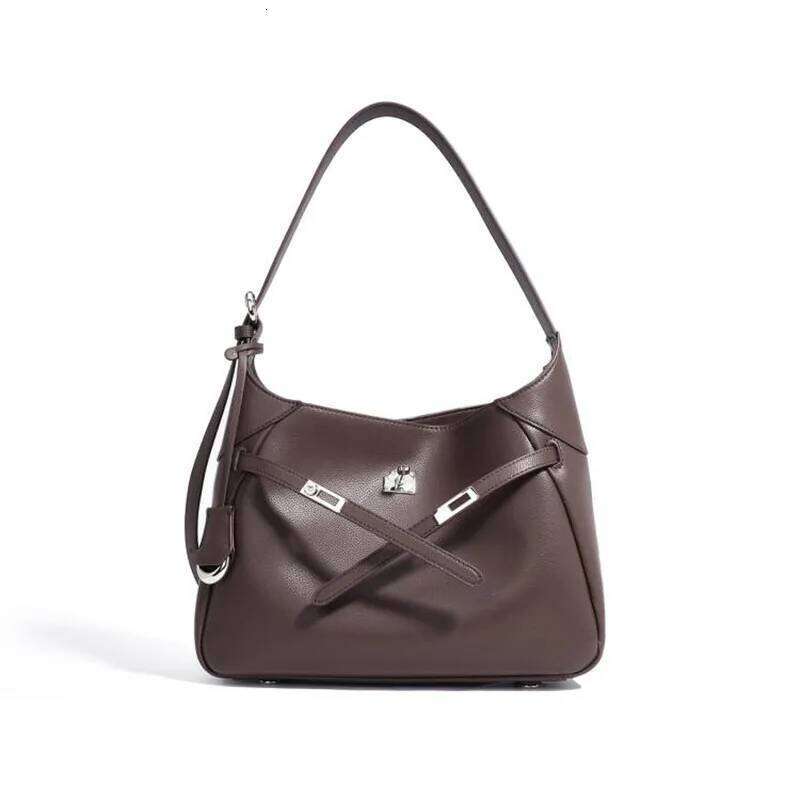 Fashionable Buckle Cowhide Tote Commuting, Versatile And High-End, Large Capacity Single Shoulder Underarm Bag For Women Suotong251020 Suotong1020