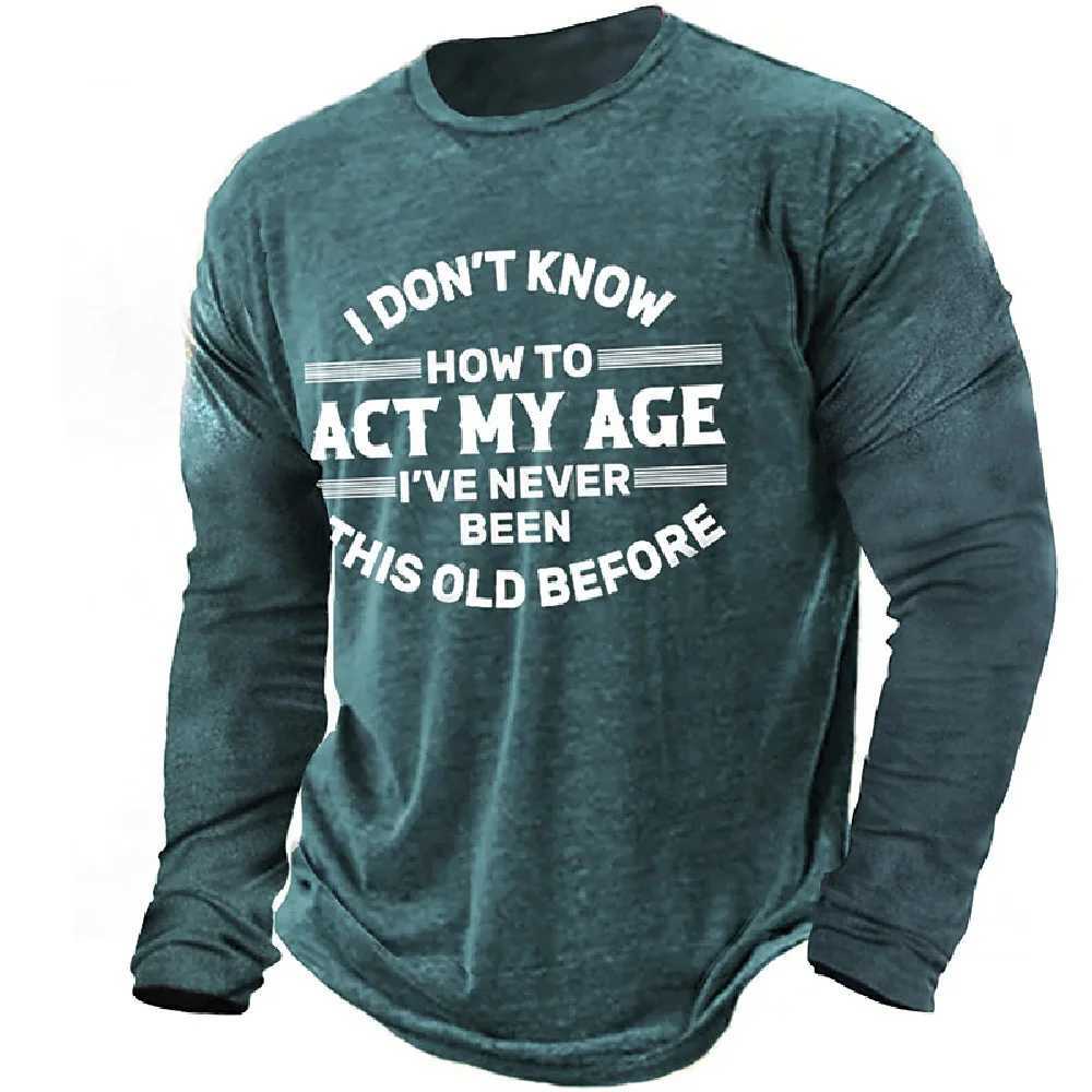 Vintage TShirts For Mens Print Cotton Long Sleeve T Shirt Overzied Fashion Clothes Streetwear Casual Top Tee Shirt Men ClothingXJ251020