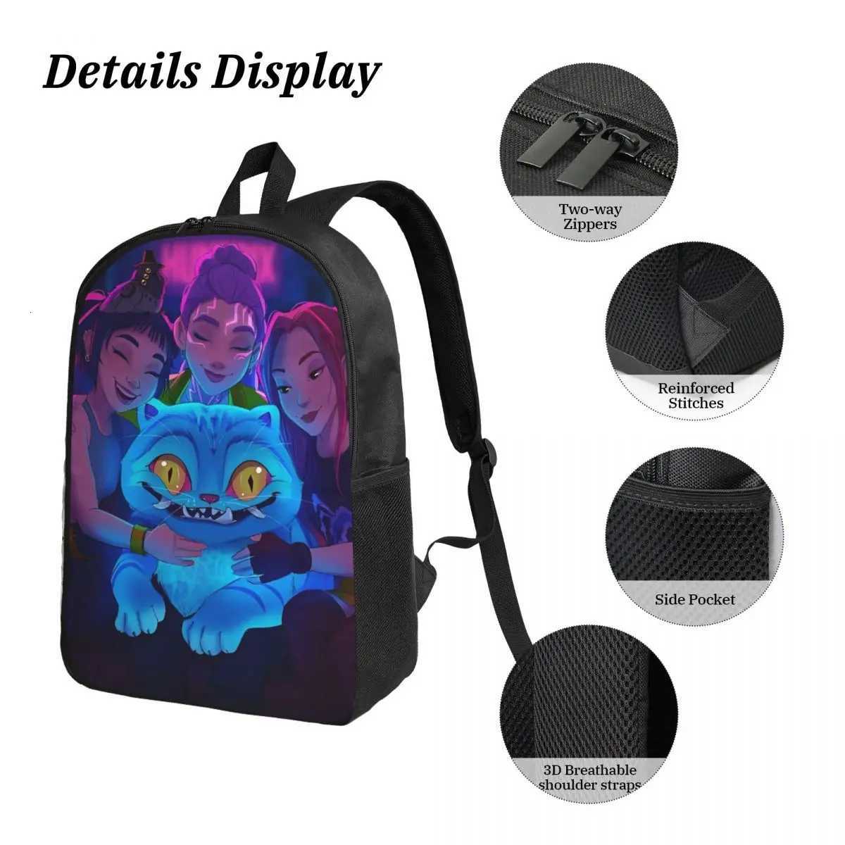 3Pcs Kpop Demon Hunters Huntrix Backpack Set for Kids Pencil Boxes Bookbag Sets with Lunch Box For School Students KnapsackW251020