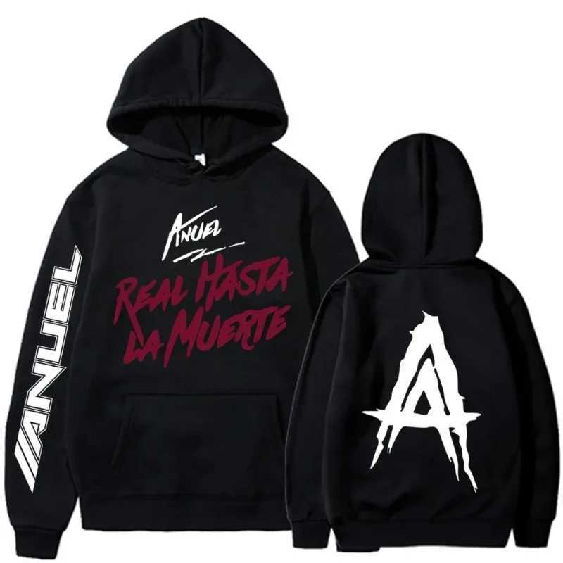 Autumn Fleece Mens Hoodies Anuel AA Real Hasta La Muerte Print Sweatshirts Streetwear Rapper Loose Pullover Casual Hooded Tops W251020