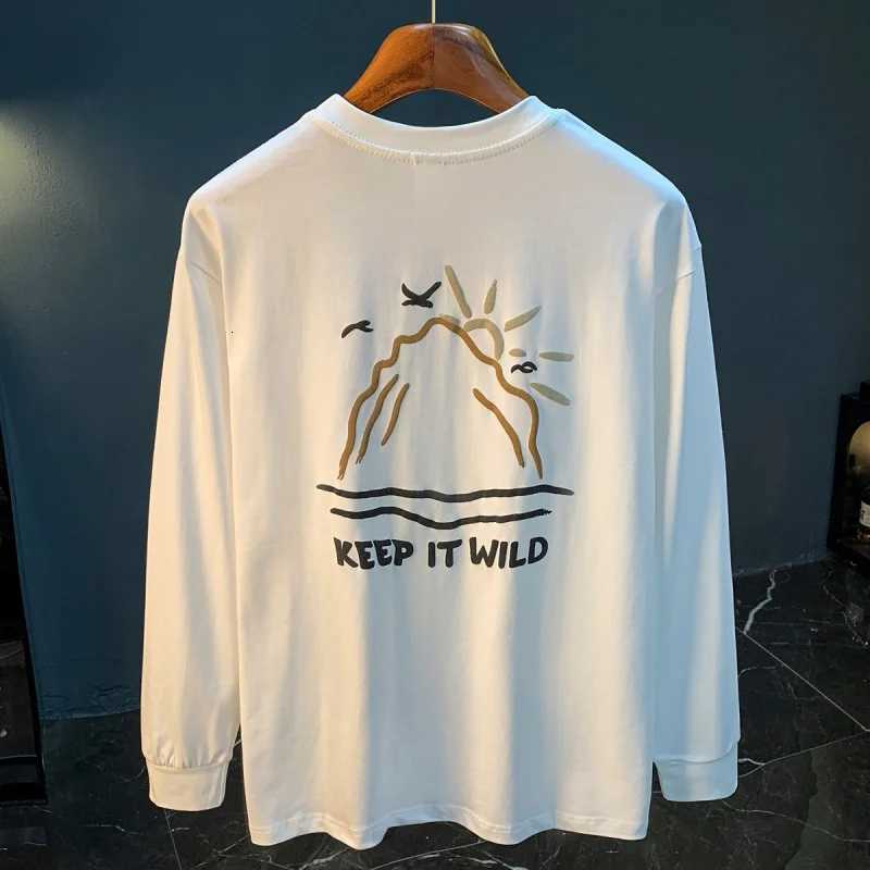 2025 Autumn New Long Sleeveshirt Mens Trendy Printed Loose Large Round Neck Hoodie W251020