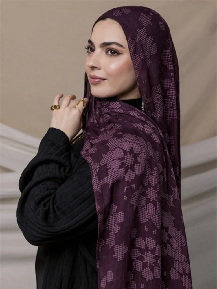 1Pcs Fashion Watercolor Print Hijab Islam Ramadan Women Bohemian Soft Muslim Hijabs Foulard Femme Shawl Wrap Scarf Headscarf 251017BJ